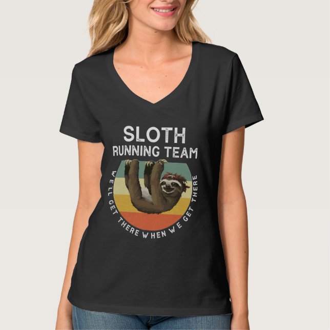 T-shirt Funny Sloth Running Team Vintage (Devant)
