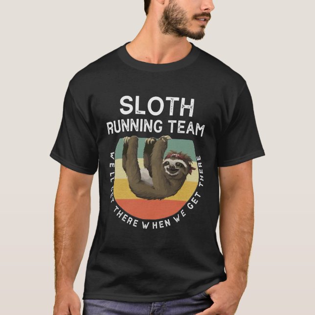 T-shirt Funny Sloth Running Team Vintage (Devant)