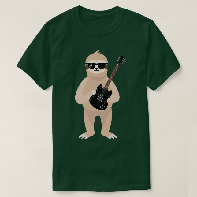 T-shirt Funny Sloth Wearing Sunglasses Playing Electric Gu (Design devant)