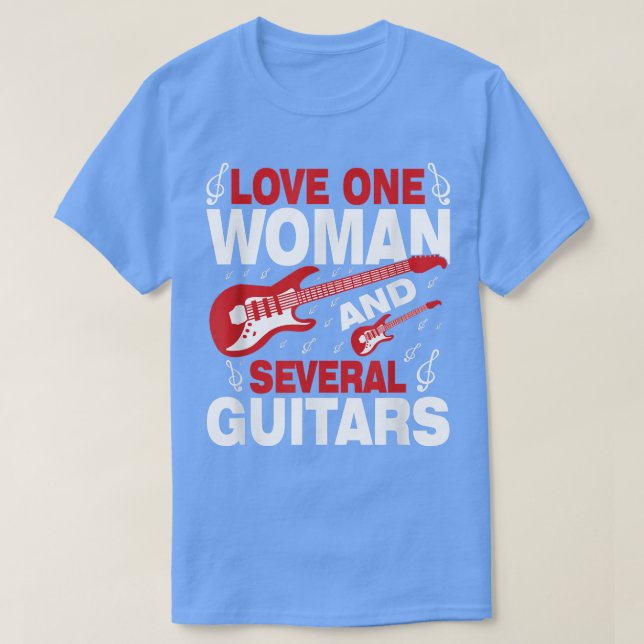 T-shirt Funny SLove Une Femme Et Plusieurs Guitares Musiqu (Design devant)