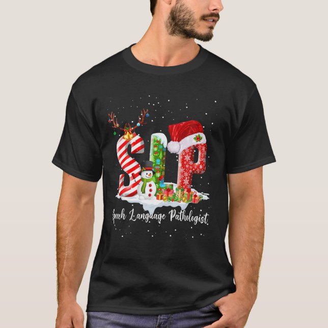 T-shirt Funny SLP Voix Langue Pathologiste Père Noël Chris (Devant)