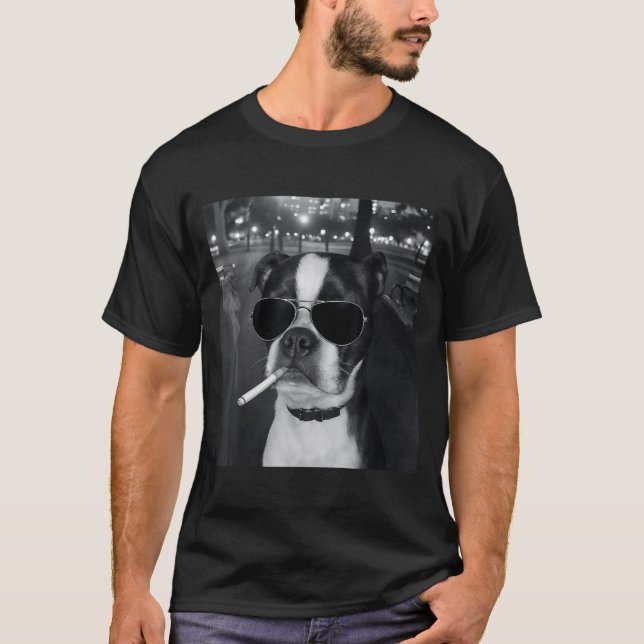 T-shirt Funny Smoking Dog Meme Cigarette Gen Z Meme Dog Lo (Devant)