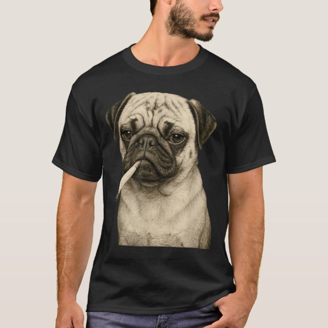 T-shirt Funny Smoking Pug Dog Cigarette Gen Z Meme Graphic (Devant)