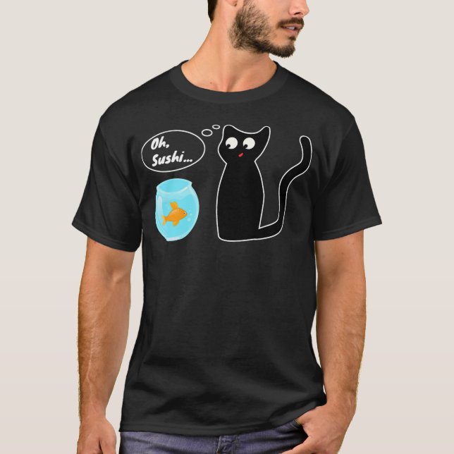 T-shirt Funny Snaccidents Happen - Oh, Sushi Cat Goldfish  (Devant)