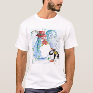T-shirt FUNNY SNOWMAN AND PENGUIN's WINTER SERENADE