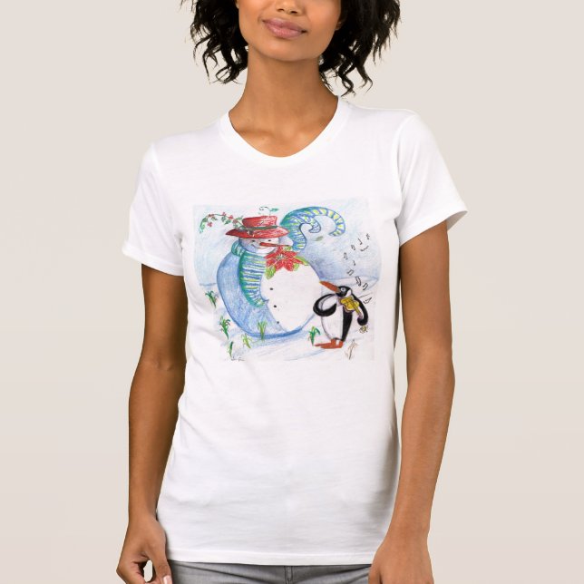 T-shirt FUNNY SNOWMAN AND PENGUIN's WINTER SERENADE (Devant)