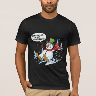T-shirt Funny Snowman Testing Gravity – Winter Ski Joke