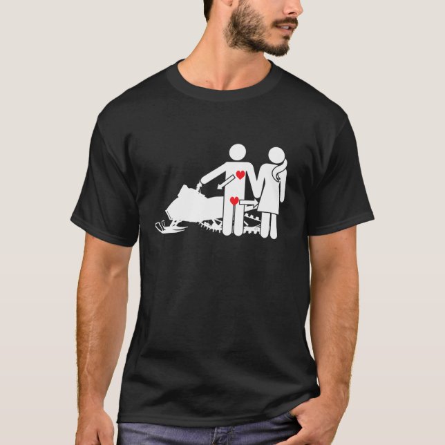 T-shirt Funny Snowmobile Motoneige (Devant)