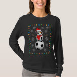 T-shirt Funny Soccer Ball Snowman Santa Hat Scarf Christma<br><div class="desc">Drôle Soccer Ball Snowman Santa Hat Écarf Feux de Noël</div>