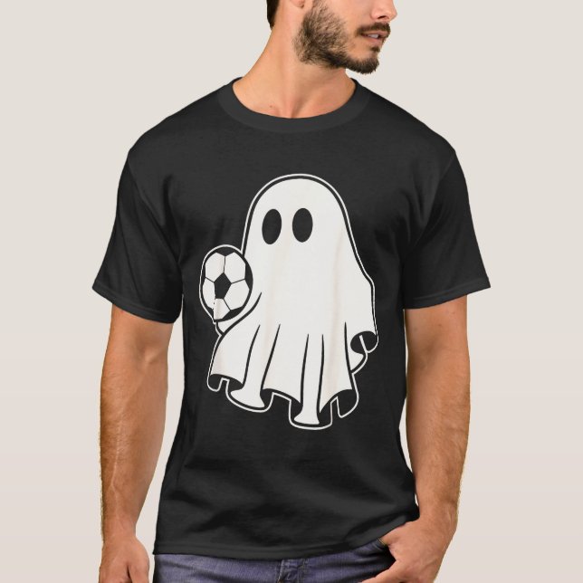T-shirt Funny Soccer Ghost Playing Soccer Lovers Halloween (Devant)