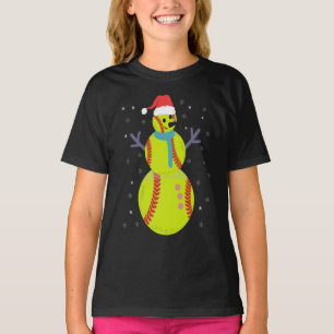 T-shirt Funny Softball Snowman Noël Nouvel An Cadeau