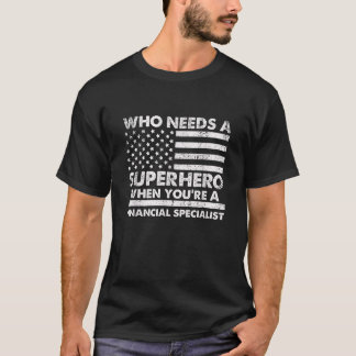 T-shirt Funny Spécialiste financier Superhero Vintage Tee