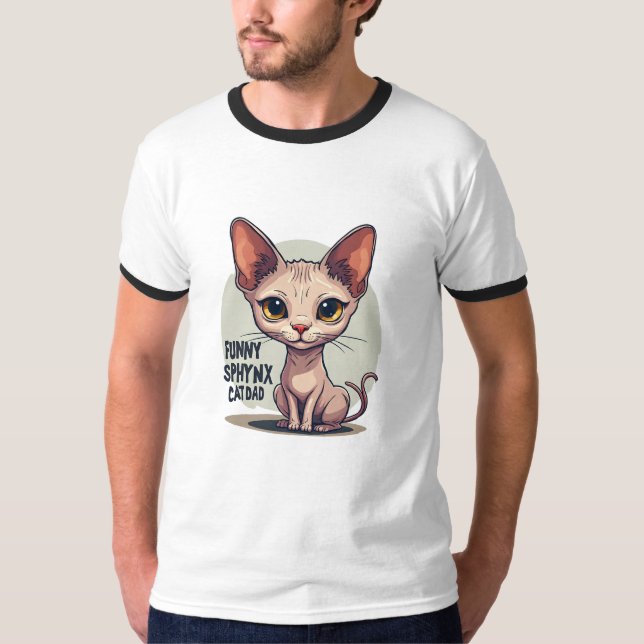 T-shirt Funny Sphynx Cat Dad Cartoon Art (Devant)