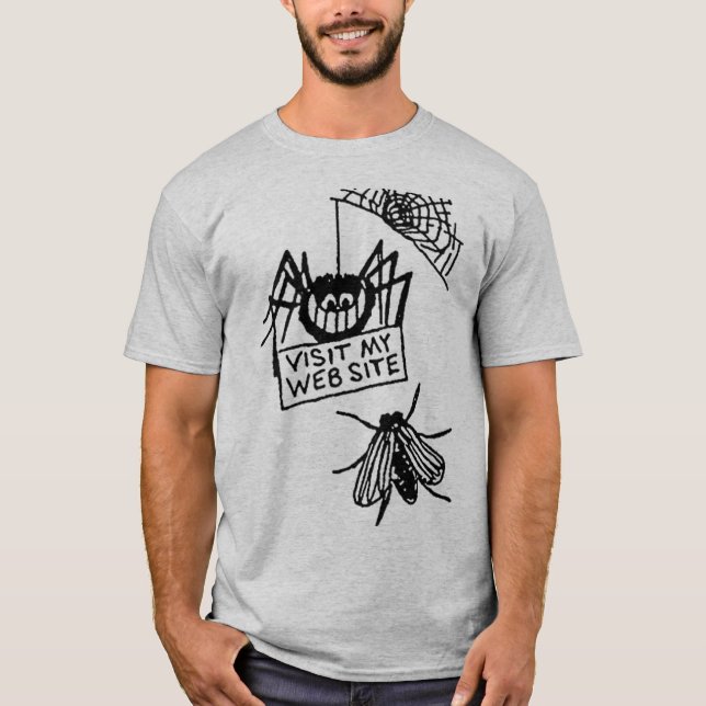 T-shirt Funny Spider Says Visit My Website Cartoon (Devant)
