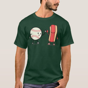 T-shirt Funny Sports Tee, Hot Dog Baseball High Five par Z