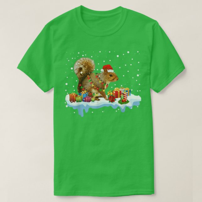 T-shirt Funny Squirl Décorations de Christma Santa Hat Xma (Design devant)