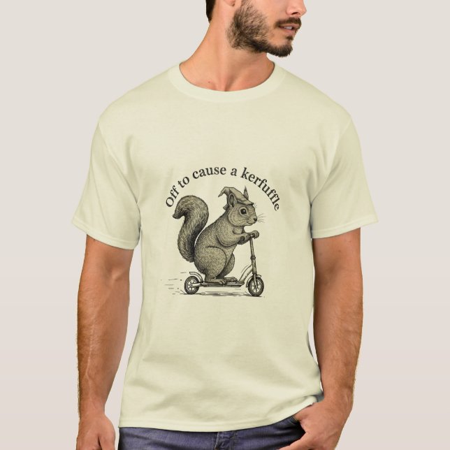 T-shirt Funny Squirrel on Scooter Wizard Hat Off To Cause  (Devant)