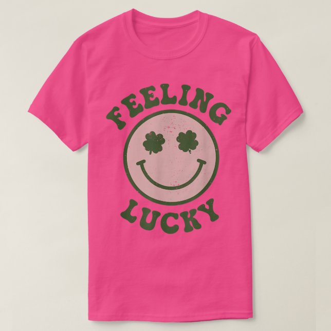T-shirt Funny St Patrick Day  Feeling Lucky Smile Face Mem (Design devant)
