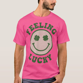 T-shirt Funny St Patrick Day Feeling Lucky Smile Face Mem