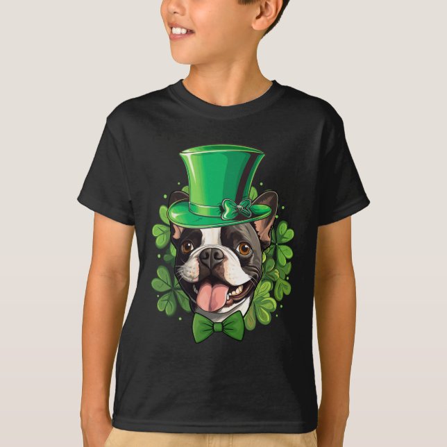 T-shirt Funny St Patricks Boston Terrier  (Devant)
