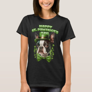 T-shirt Funny St. Patrick's Day Boston Terrier Pawstrick L