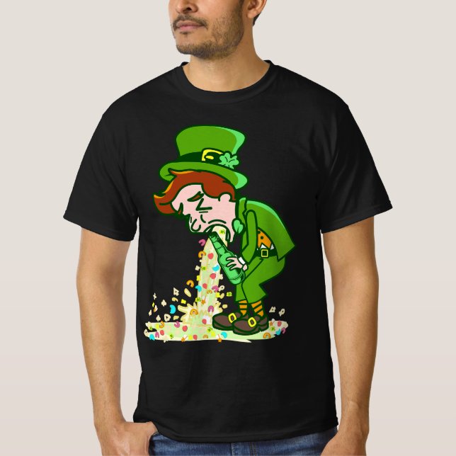 T-shirt Funny St Patricks Day Drunk Leprechaun Puking Drin (Devant)