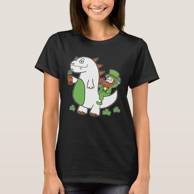 T-shirt Funny St Patrick's Day Shirt Leprechaun Dragon Clo (Devant)