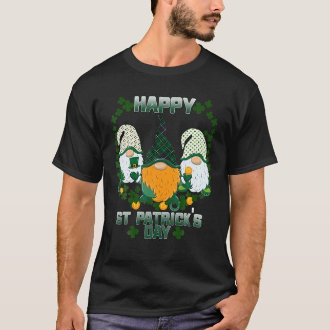T-shirt Funny St Patrick's Day Three Gnome Shamrock Green (Devant)
