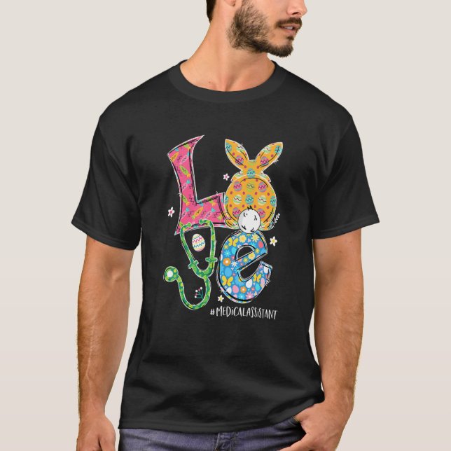 T-shirt Funny Stethoscope Amour Assistant Médicale Bunny E (Devant)
