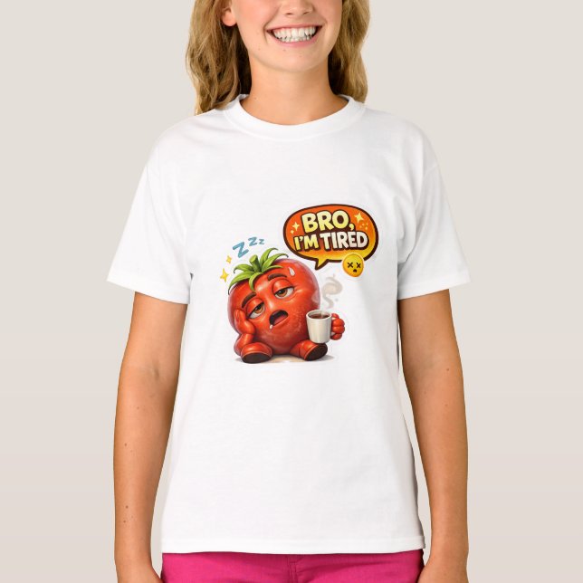 T-shirt Funny Strawberry "Bro I'm Tired" Graphic Tee (Devant)