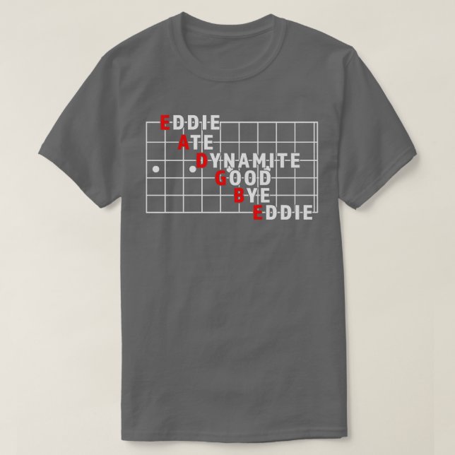 T-shirt Funny String Name Eddie Ate Dynamite Good Bye Eddi (Design devant)