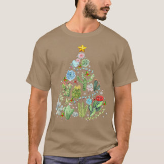 T-shirt Funny Succulent Arbre de Noël Cactus Gardener Xma