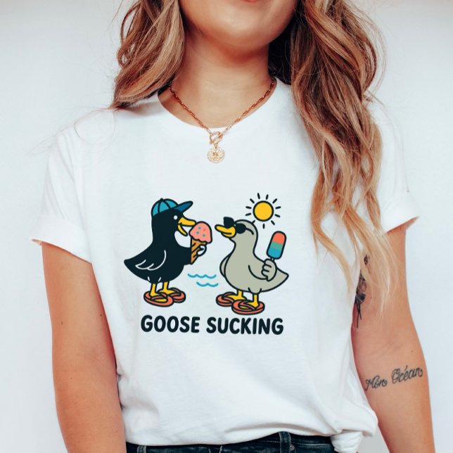 T-shirt  Funny Summer Goose; Goose with Ice Cream (Créateur téléchargé)