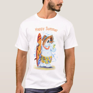 T-Shirt Funny Summer Snowman Surfer - Votre texte