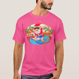 T-shirt Funny Surf Père Noël Dabbing Tropical Christm