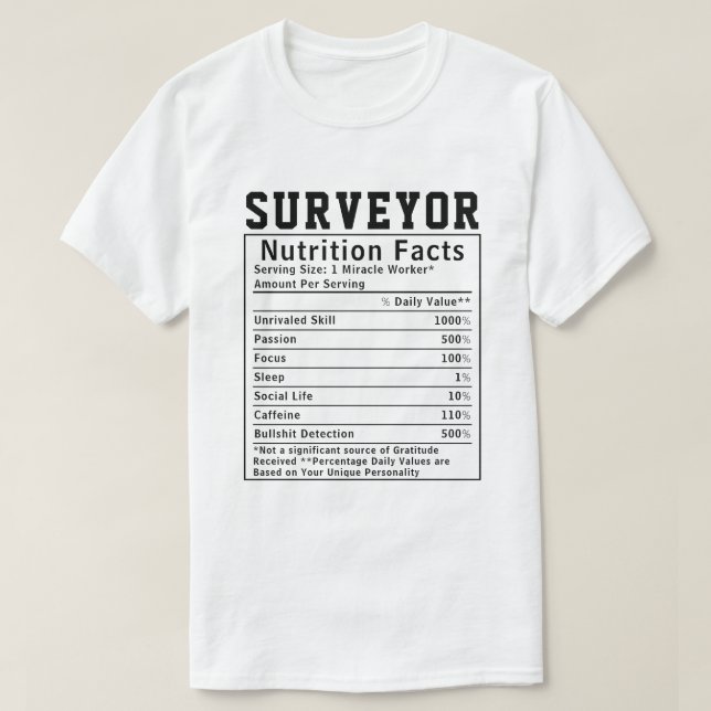 T-shirt Funny Surveyor Nutrition Fiches techniques (Design devant)