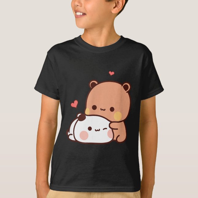 T-shirt Funny Sweet Kawaii Kp Bear Panda Hugging Couple Lo (Devant)
