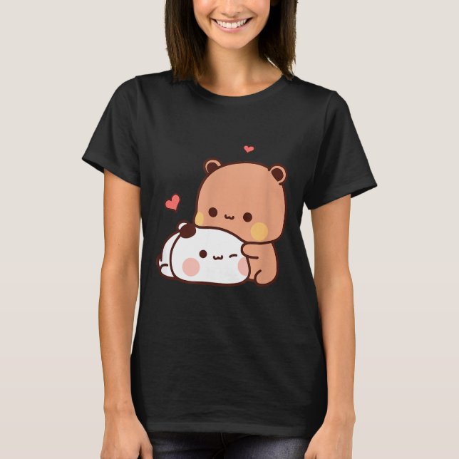 T-shirt Funny Sweet Kawaii Kp Bear Panda Hugging Couple Lo (Devant)