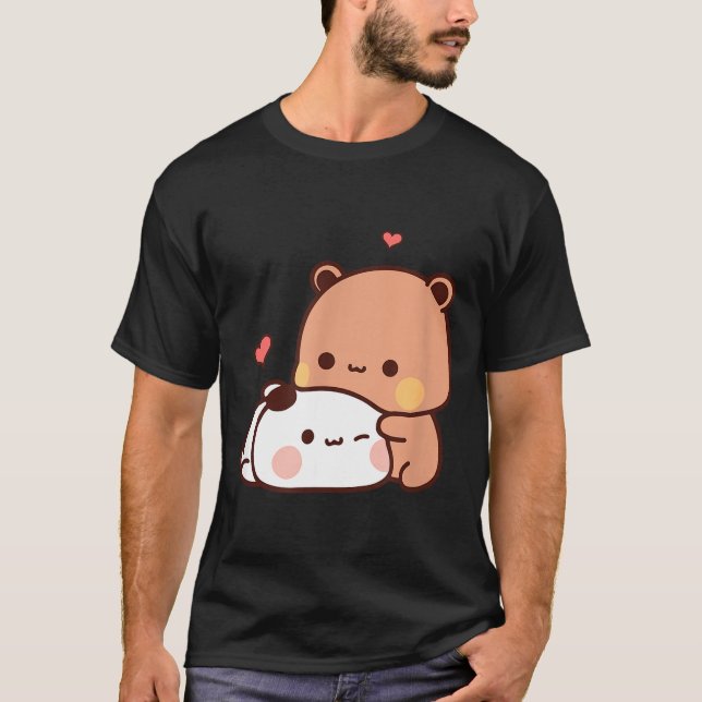 T-shirt Funny Sweet Kawaii Kp Bear Panda Hugging Couple Lo (Devant)