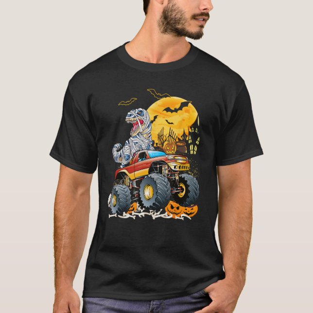 T-shirt Funny T Rex Saurus équitation Monster Camion Happy (Devant)