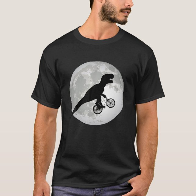T-shirt Funny T Rex Vélo D'Équitation Avec Silhouette Plei (Devant)