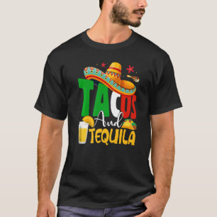 T-shirt Funny Tacos & Tequila Margarita Sombrero Cinco De