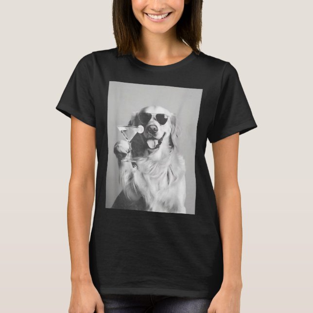 T-shirt Funny Tail Dog Golden Retriever With Sungles Marti (Devant)