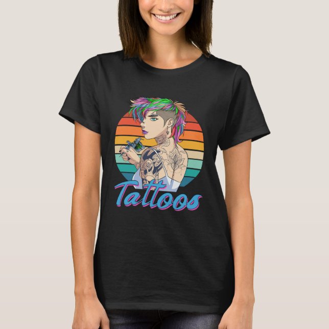 T-shirt Funny Tattoo Artist Girl Tattooist Female Tattoos (Devant)