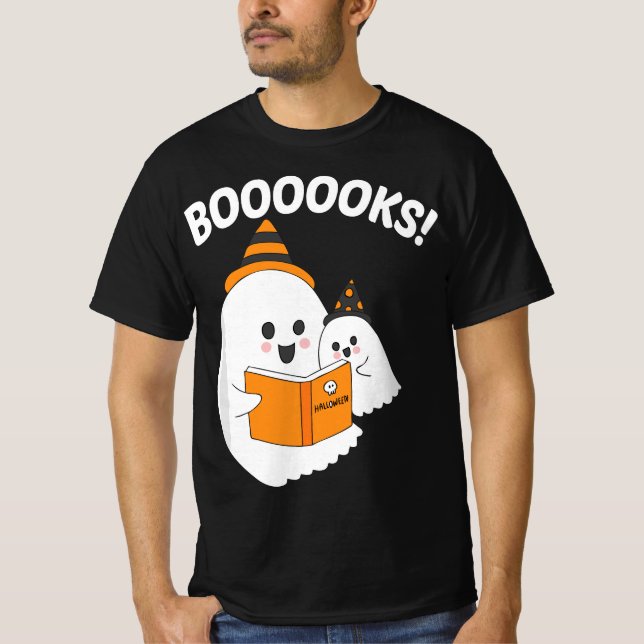 T-shirt Funny Teacher Halloween Ghost booooooks boo read b (Devant)