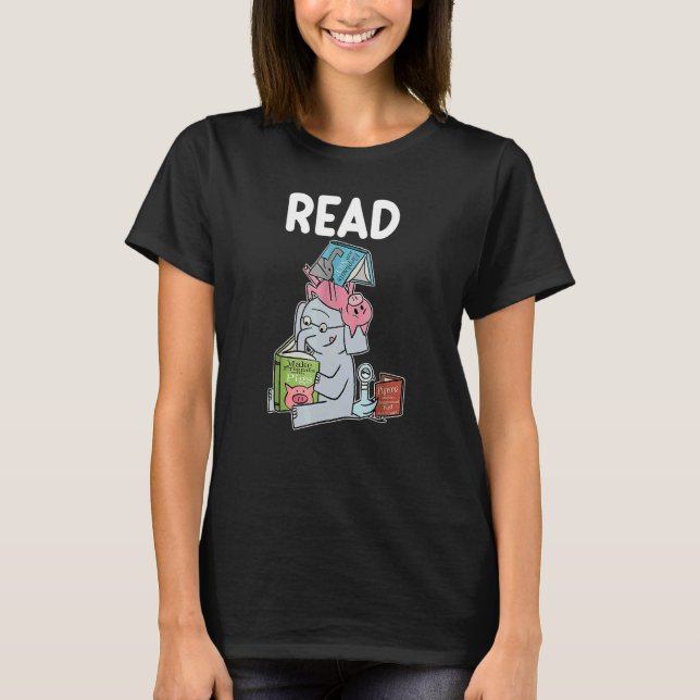 T-shirt Funny Teacher Library Read Book Club Piggie Elepha (Devant)