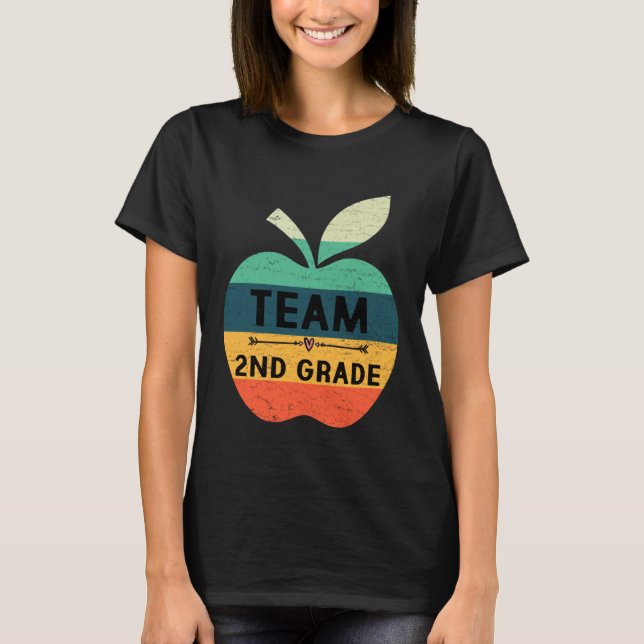 T-shirt Funny Team 2nd Grade Apple Back To School Kids Tea (Devant)