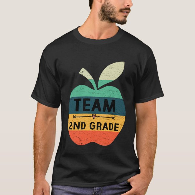 T-shirt Funny Team 2nd Grade Apple Back To School Kids Tea (Devant)