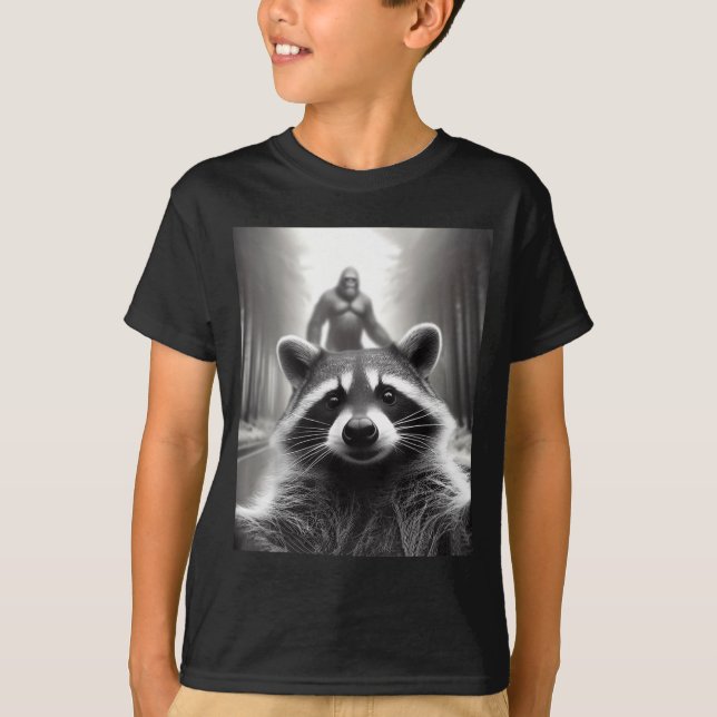 T-shirt Funny Tee Ed Raccoon Selfie Bigfoot Gift Mens Wome (Devant)