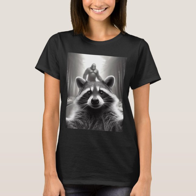 T-shirt Funny Tee Ed Raccoon Selfie Bigfoot Gift Mens Wome (Devant)